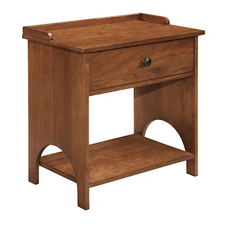 One-Drawer One-Shelf Accent Nightstand with Arched Cutout Side Details